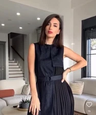 ZARA WOMAN NWT $129 DENIM COMBINATION DRESS ZW COLLECTION BLUE | 5216/258