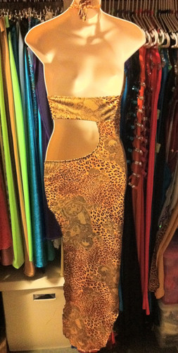 NEW Sexy Breakaway-Clasp Stripper Gown Long Dress Zebra Leopard Blue Pink White - Picture 11 of 12
