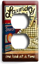 RETRO VINTAGE LAUNDRY TIME WASH ROOM BATHROOM OUTLET WALL PLATE COVER HOME DECOR
