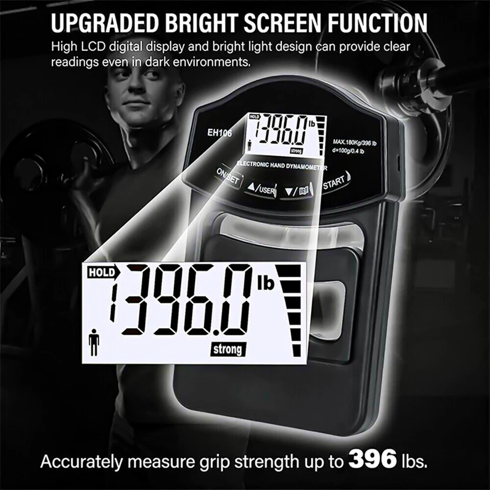 Dinamometro digitale manuale LED display Grip Strength Trainer misuratore di forza manuale - Immagine 4 di 4