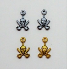ANHÄNGER TOTENKOPF GOLD SILBER PLAYMOBIL zu PIN Pirat Dreispitz Haare Kopftuch