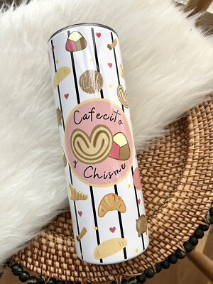 Cafecito Y Chisme Skinny Tumbler 20oz Conchas Pan Dulce Mexican Bread Cup
