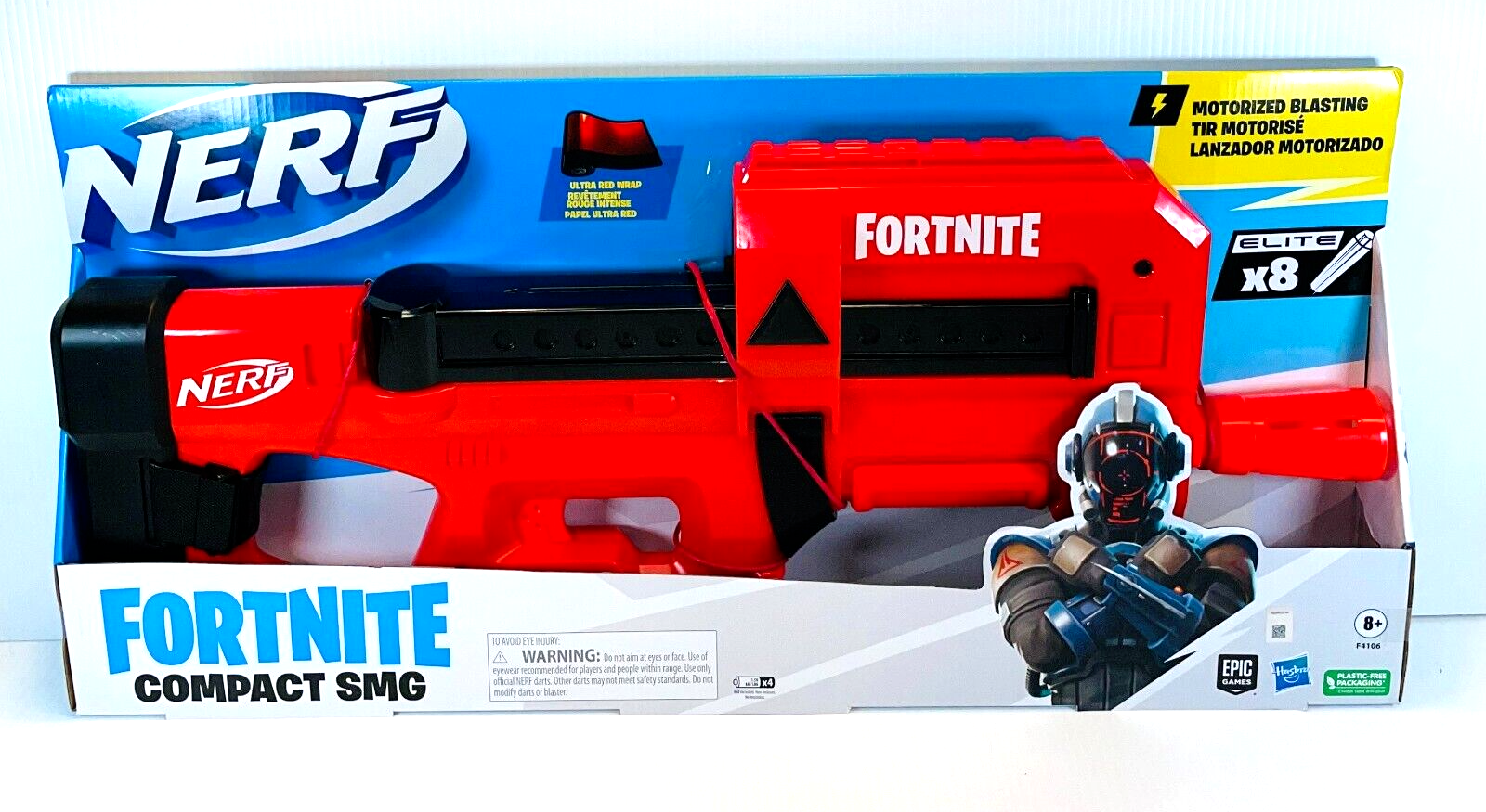 Nerf Fortnite Compact SMG Motorized Dart Blaster, Ultra Red Wrap