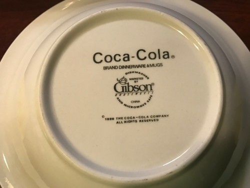 Coca Cola by Gibson Designs Genuine on Red Rim 10" Plates and 8 1/4 Bowls - Picture 29 of 34
