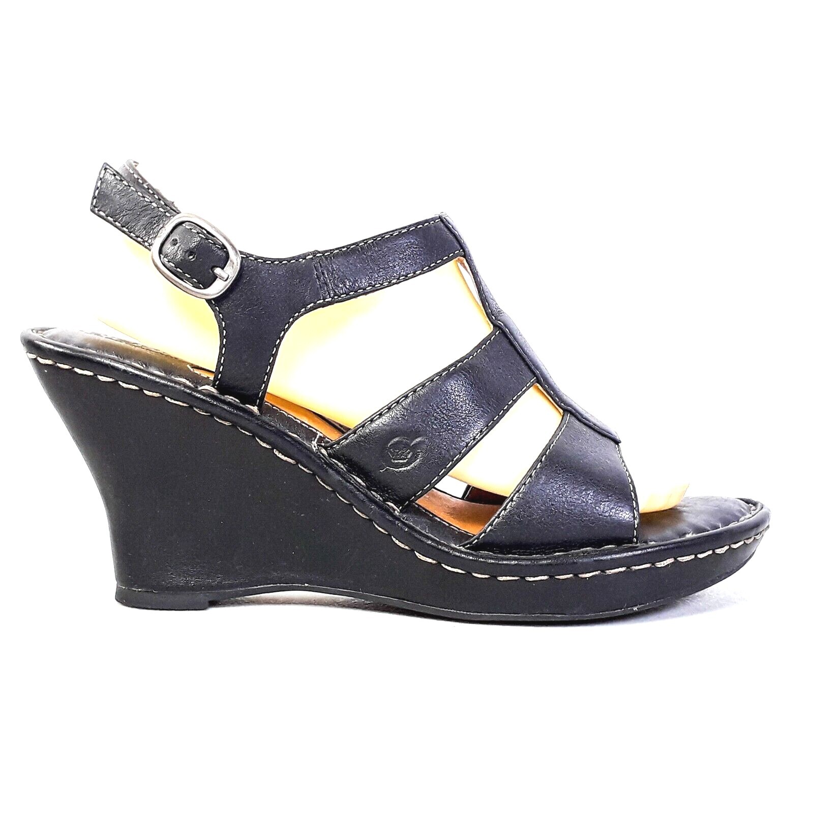 womens black leather wedge sandals