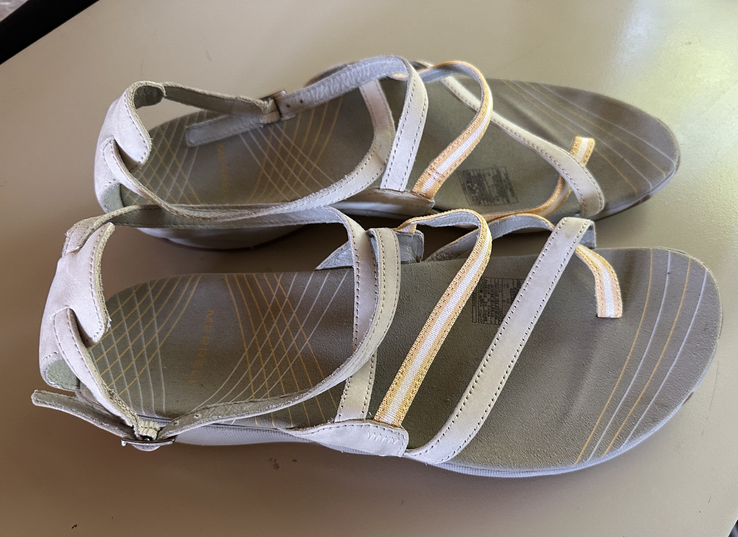 Sandali da passeggio donna Merrell comodi outdoor in pelle con fibbia grigio corallo 11 M