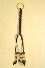 7.5" Woven Leather Keychain in Brown Tan 1" metal split ring Handwoven 50