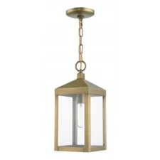 Livex Lighting Nyack Single Light 6" Wide Outdoor Mini Pendant Antique Brass