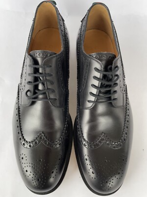 Gucci Signature Stripe Black Wingtip Brogue Oxfords Mens G  display picture 3