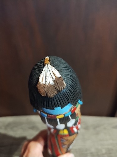 Kachina Holz geschnitzte Puppe 15 Zoll langes Haar handgeschnitzt signiert B. Viele Ziegen heimisch - Bild 13 von 14