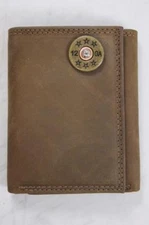 ZEP PRO ShotGun 12 gauge Shell Horse Leather trifold Wallet Tin Gift Box
