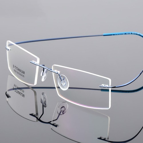 Metal Square Anti Blue Light Nearsighted Glasses Unisex Rimless Myopia Glasses - Picture 26 of 33