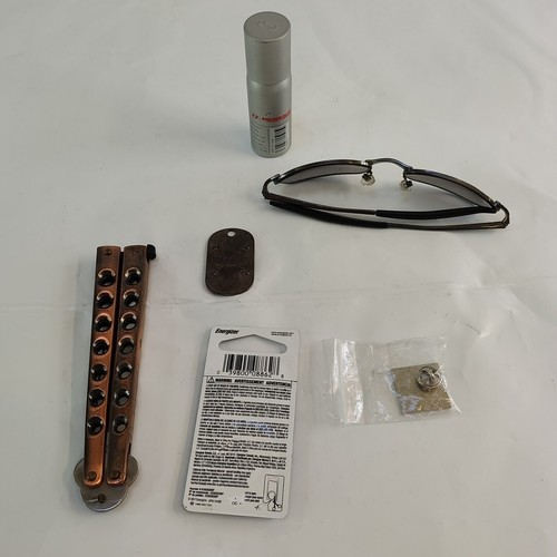 Rare Grandpa's Junk Drawer Lot Of 6 Knife Glasses Cologne Pin Battery Dog Tag - Picture 11 of 24