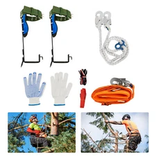 Adjust Tree/Pole Climbing Spike Set 2 Gear Safety Belt Rope Lanyard w/ Carabiner