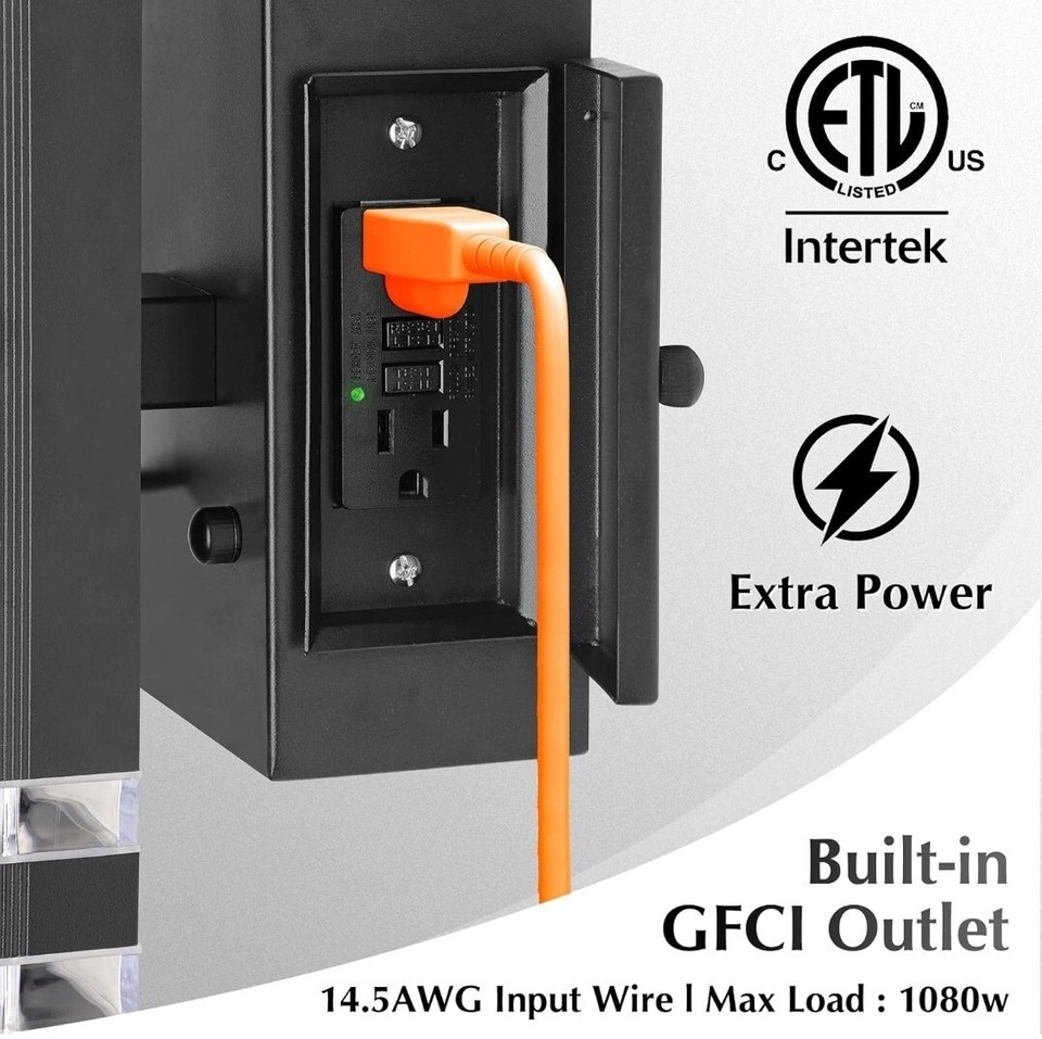 READ! Dusk to Dawn Outdoor Wall Light W/ GFCI Outlet Waterproof Porch