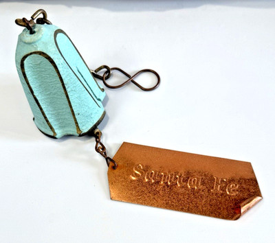 Vintage Turquoise Santa Fe Brass & Copper Wind Bell Southwestern Souvenir