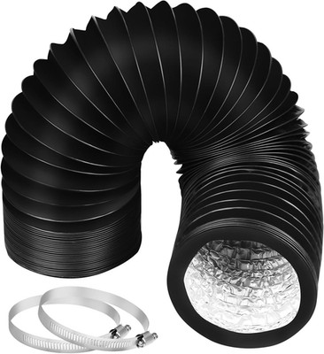 Dryer Vent Hose 4'' 5FT Flexible Aluminum Air Duct w/ Clamps for HVAC Ventilation