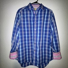 Robert Graham Multi Flip Cuffs Plaid Button down shirt Size Large Long sleeve