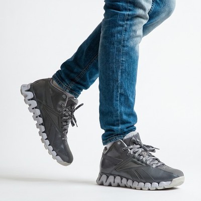 Reebok ZigTech Mens Training Shoes Grey Zig Zag Sole Athletic Sneakers J84711