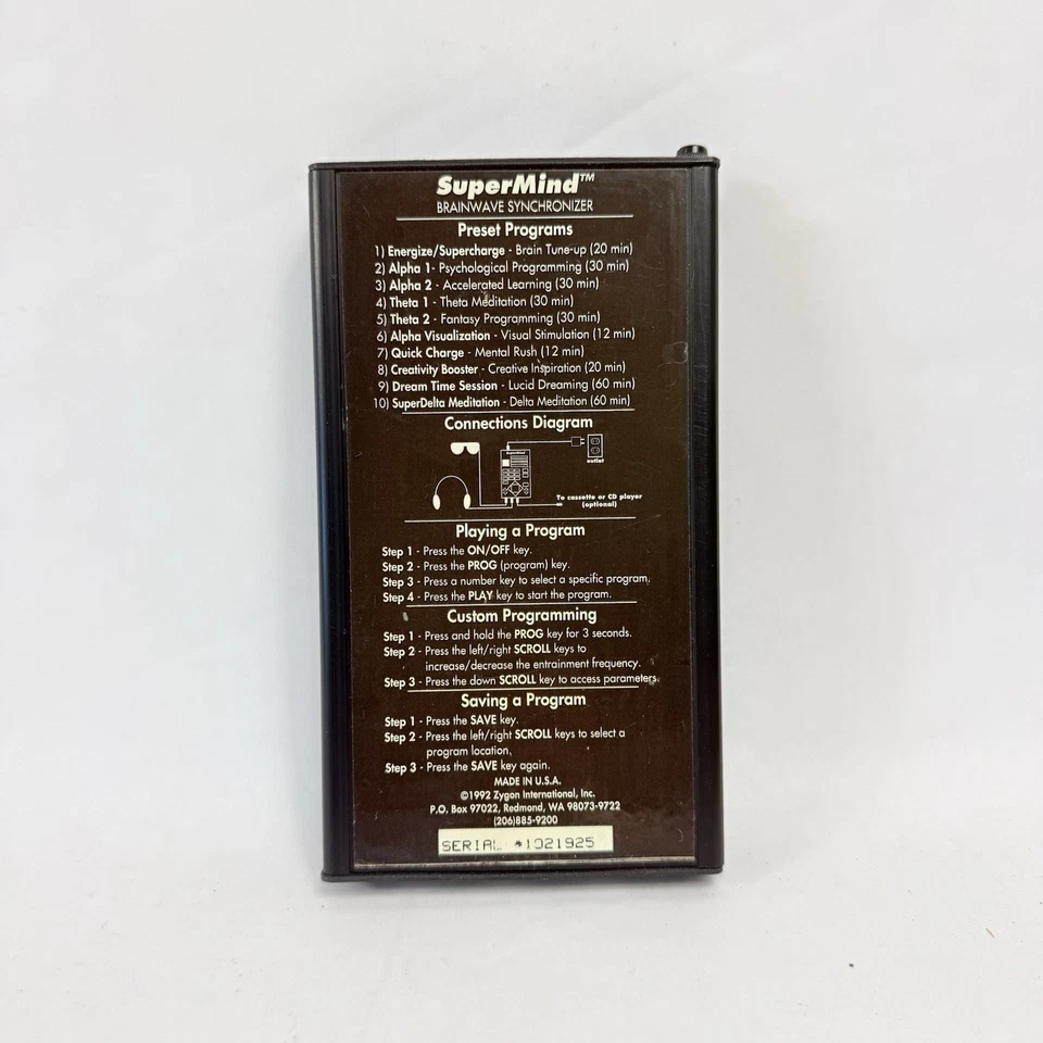 Zygon SuperMind脑波同步器冥想眼镜 头戴式耳机 工作良好 — 第 2/4 张图片