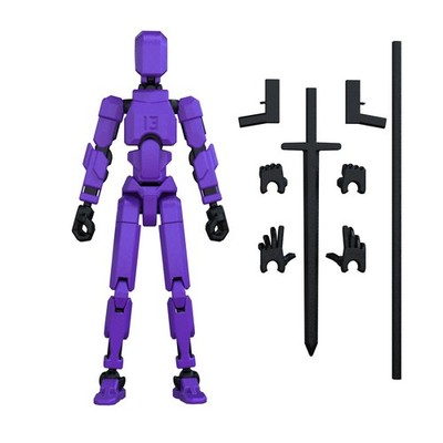 3D Action Figure T13 Purple Multi-Jointed Movable 3D Printed Assembly Completed