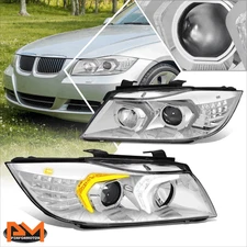 For 05-08 BMW 3-Series LED DRL Switchback Signal Projector Headlight/Lamp Chrome