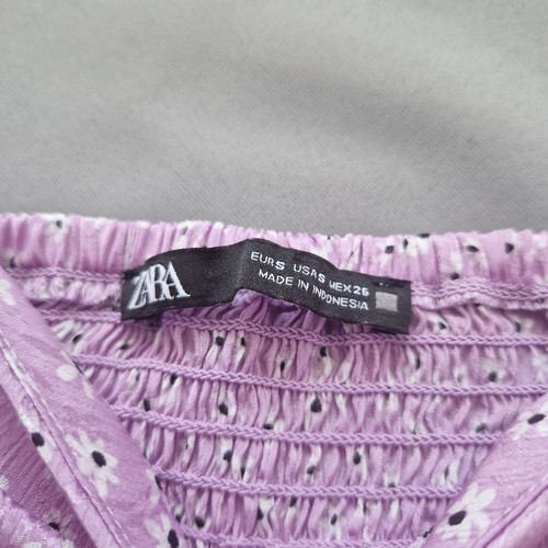 Zara Purple Floral Blouse Size Small - Picture 7 of 8