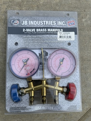 #ad JB Industries 2 Valve Brass manifold 410A Gauges $60.00