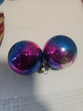 Vintage Christmas Ombre Glass Ornament Hand Made In USA Blue Pink Fade Ball