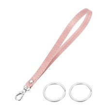 7 Inch Wristlet Strap PU Leather with 2 Silver Rings for Clutch Rose Gold 