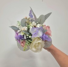 Wild flower Wedding bouquet. Mixed flower spring bouquet in lilac lavender ivory