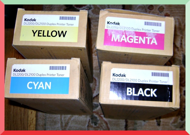 KODAK OEM DUPLEX TONER DL2200 DL2100 (4) NEW BLACK /YELLOW /CYAN/MAGENTA $125NR!