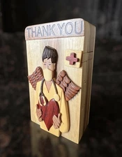 ✨Carver Dan’s Thank You Gift Service Doctor Puzzle Box Wood Handmade 6.5x3.5”