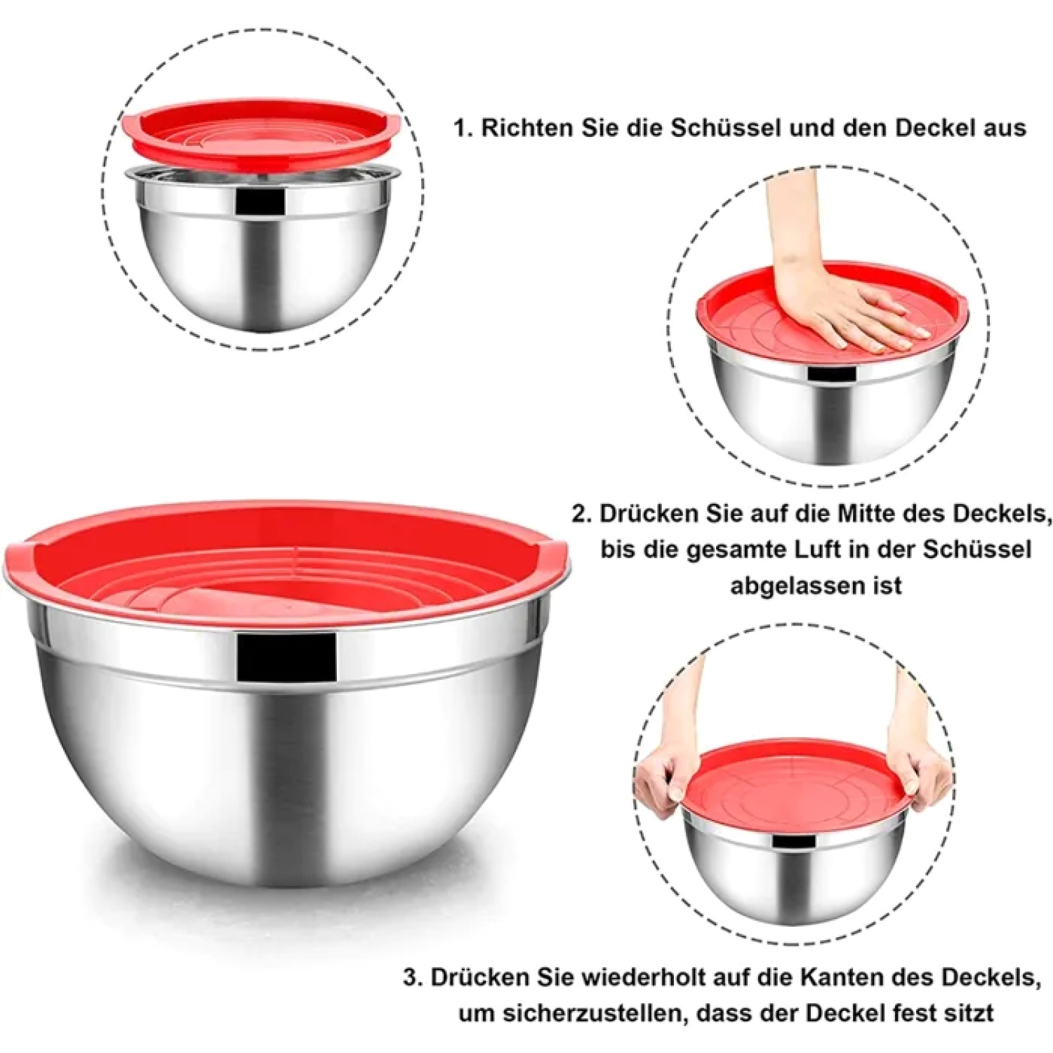 Bols en inox empilables avec couvercle hermétique anti-odeur - 2