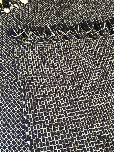 West Elm Marled Basketweave Throw Blanket Navy Blue And White 50x60 - Picture 6 of 8