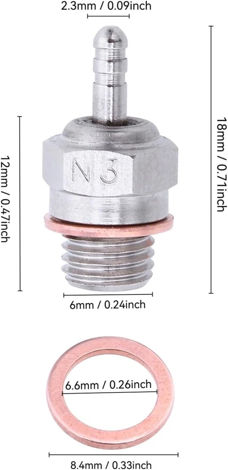 70117H Hot Glow Plug N3 No. Spark Nitro Engine Parts Replace OS For Traxxas L... - Image 3 of 4