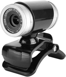 Webcam avec Microphone, 1080P Complet 12MP Caméra Web, USB Clip-on noir+argent