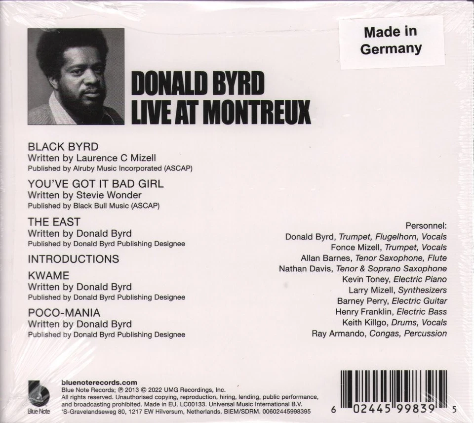 Donald Byrd Live/Cookin' Mit Blue Note In Montreux CD Europa Blue Note 2022 - Bild 2 von 2