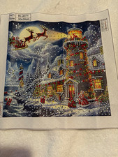 Finished Christmas Diamond Art Painting Santa Reindeer Snow Castle 30x30cm