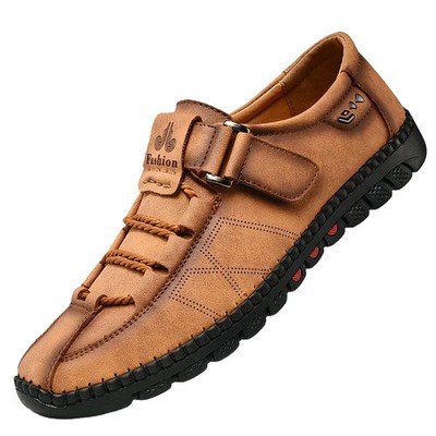 Men's Breathable British Casual Shoes Stylish Leather Anti-slip Slip-on Shoes