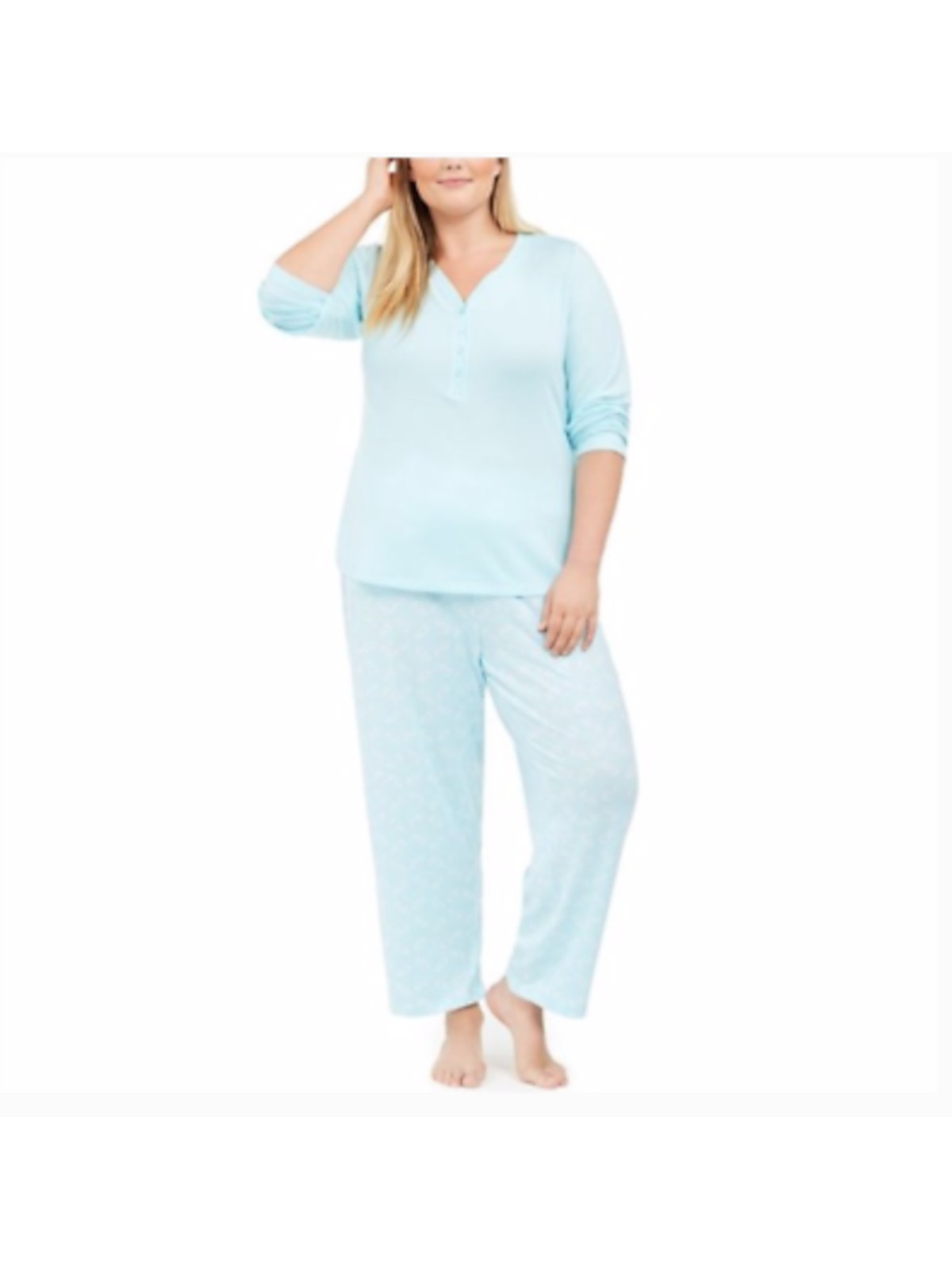 CHARTER CLUB Womens Light Blue T-Shirt Straight leg Pants Pajamas Plus 3X