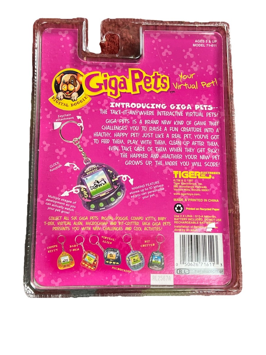 Giga Pets Digital Doggie 1997 Tiger Virtual Pet 71-611 Purple Dog