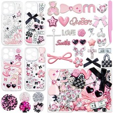 Junk case charms,Junk Phone Case Charms Kit,Pink Charms for Customizing Diy C...