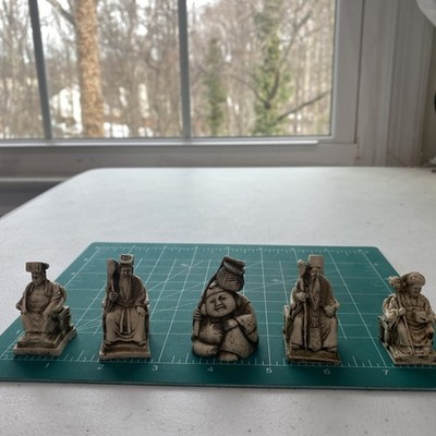 Polychrome Netsuke Type Vintage Statues Set Of 5