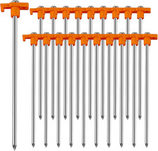 20 Pcs Heavy Duty Tent Stakes, 10" Galvanized Non-Rust Metal Pegs for Camping, G