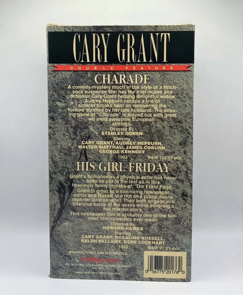 Charade & His Girl Friday Cary Grant Double Feature VHS Movies – 2 Tapes - Image 3 of 4
