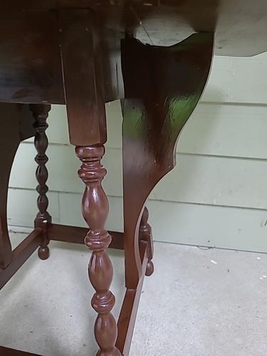 Piccolo Tavolo Gateleg 27" Stile Inglese Massello Doppia Goccia Foglia con Gambe Girate (e7) - Foto 10 di 24