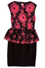 alice + olivia dress Pink Orange Black Floral Peplum Size 0