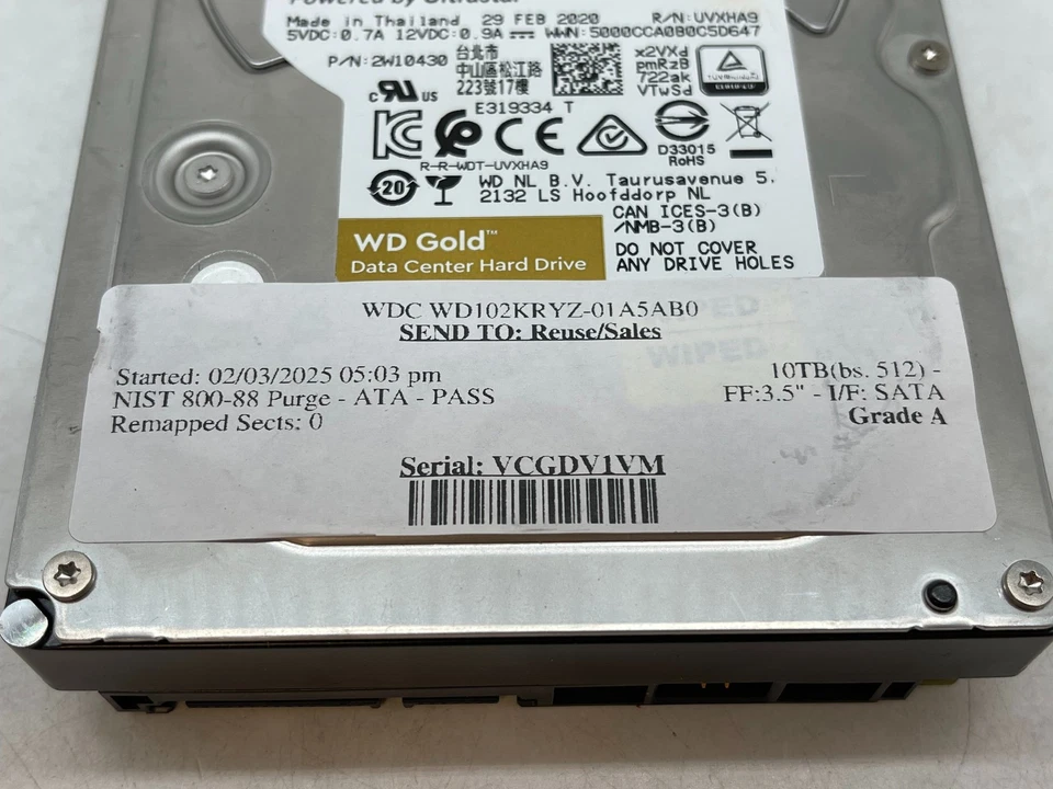 Western Digital Gold 10 TB WD102KRYZ 3.5" SATA Internal HDD GRADE A FREE S/H - Image 4 of 4