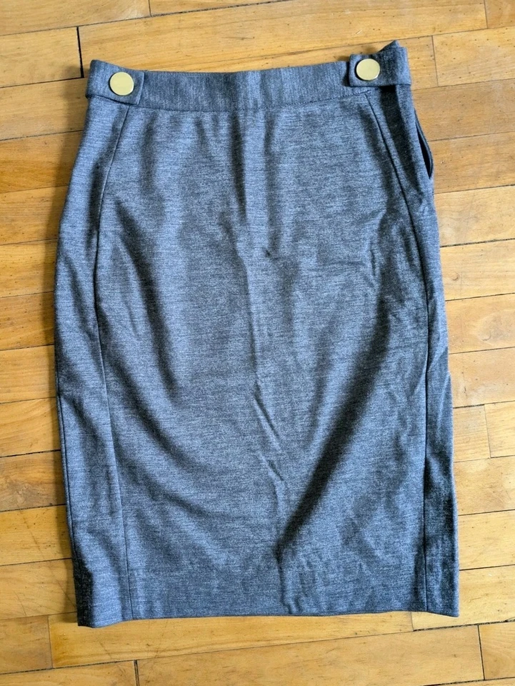 Saia lápis feminina Diane Von Furstenberg elegante lã cinza tamanho 4 - Imagem 2 de 4